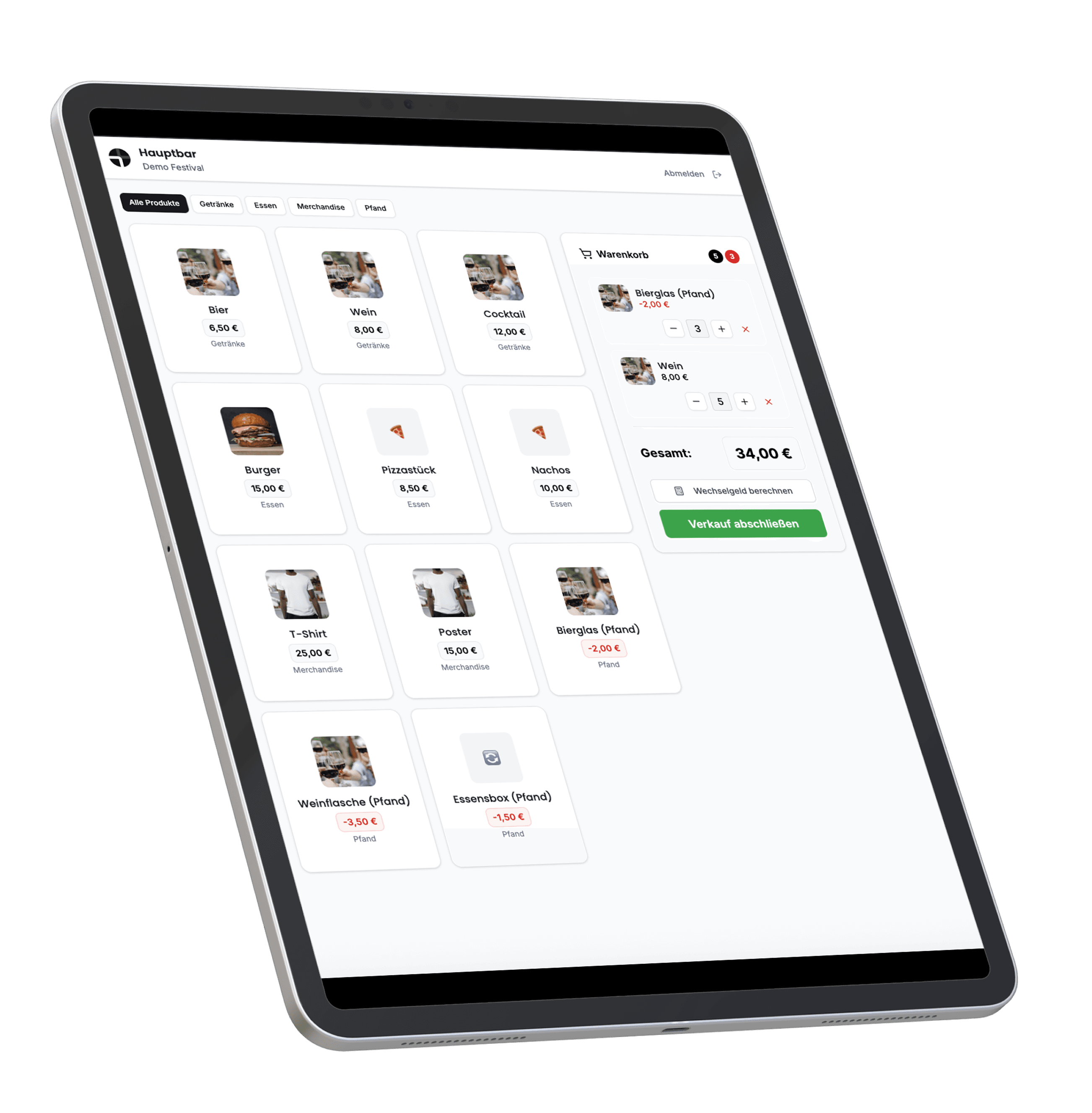 ebing POS System auf Tablet